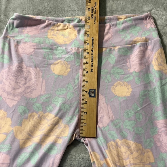 NWT NEW LuLaRoe LLR Leggings Lilac Lavender Peach Roses TC 10-16 Soft Leggings - Picture 5 of 7